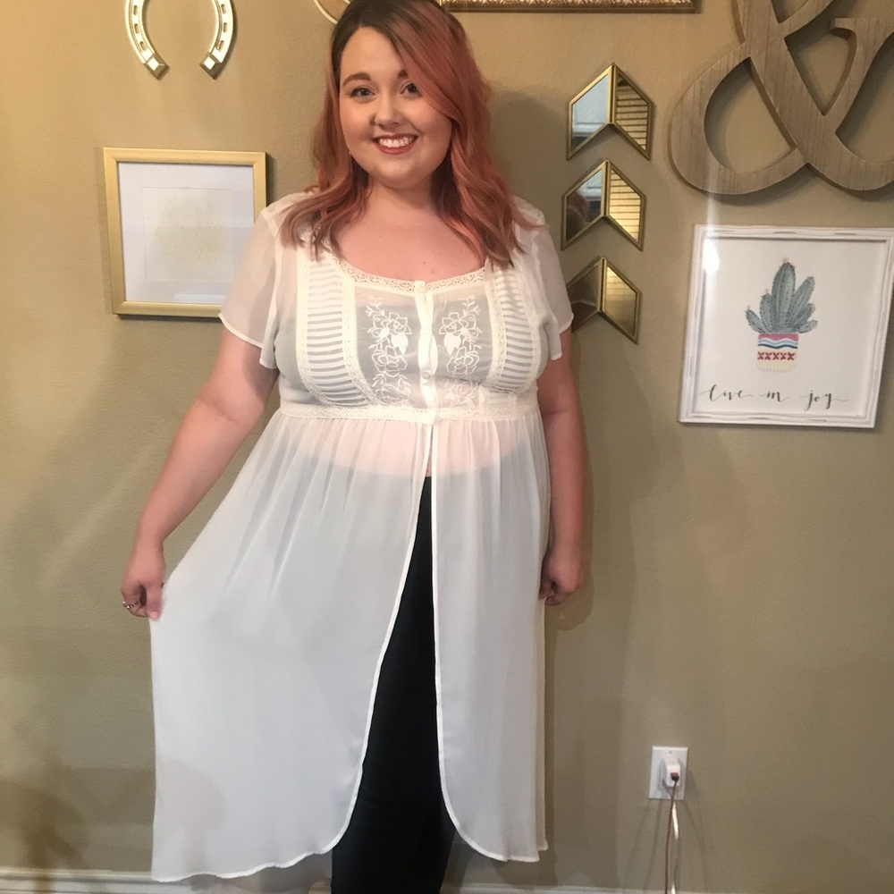 Torrid ivory open front tunic